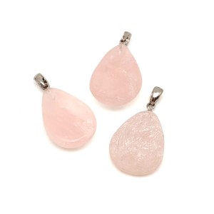 Felezett csepp medál rózsakvarc 2x3,5-4cm (MDG), Ékszer, Nyaklánc, Medál, , MESKA