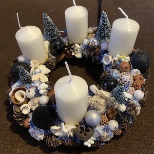 Adventi  koszorú fekete- fehér - Meska.hu