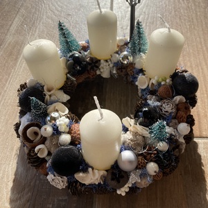 Adventi  koszorú fekete- fehér - karácsony - adventi díszek - adventi koszorú - Meska.hu