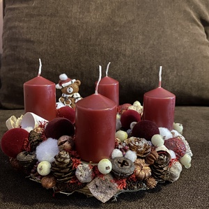 Adventi koszorú bordó - Meska.hu