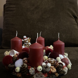 Adventi koszorú bordó - karácsony - adventi díszek - adventi koszorú - Meska.hu