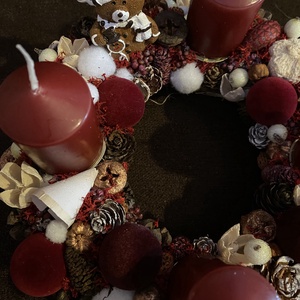 Adventi koszorú bordó - karácsony - adventi díszek - adventi koszorú - Meska.hu