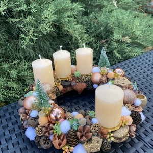 Rosegold adventi koszorú - karácsony - adventi díszek - adventi koszorú - Meska.hu