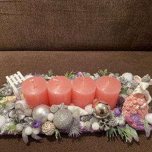 Egérkés adventi tál, Karácsony, Adventi díszek, Adventi asztaldísz, Virágkötés, MESKA