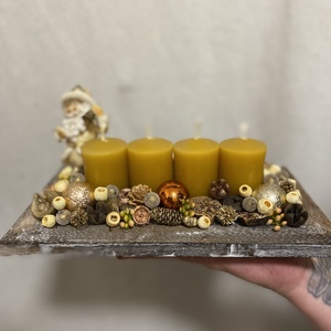 Hóemberes adventi asztaldísz, Karácsony, Adventi díszek, Adventi asztaldísz, Virágkötés, MESKA