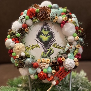 Grincses adventi ajtódísz, Karácsony, Adventi díszek, Adventi ajtódísz, Virágkötés, MESKA