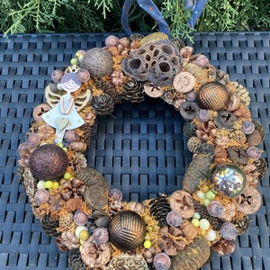 Angyalkás adventi ajtódísz, Karácsony, Adventi díszek, Adventi ajtódísz, Virágkötés, MESKA