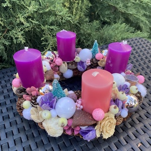 Adventi koszorú, Karácsony, Adventi díszek, Adventi koszorú, Virágkötés, MESKA