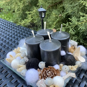 Üvegtálas adventi asztaldísz - Meska.hu