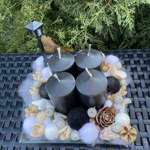 Üvegtálas adventi asztaldísz - karácsony - adventi díszek - adventi asztaldísz - Meska.hu