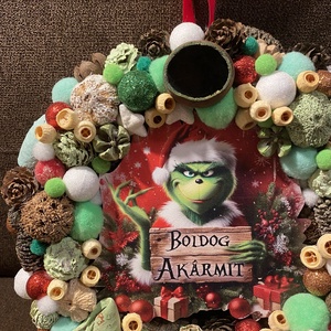 Grincs ajtódísz - karácsony - karácsonyi lakásdekoráció - karácsonyi ajtódíszek - Meska.hu
