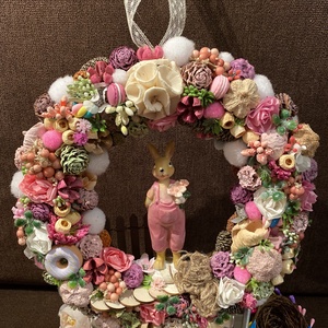 Tavaszi nyuszis ajtódísz - otthon & életmód - dekoráció - ajtó- és ablak dekoráció - ajtódísz & kopogtató - Meska.hu