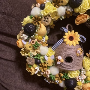 Méhecskés tavaszi ajtódísz - otthon & életmód - dekoráció - ajtó- és ablak dekoráció - ajtódísz & kopogtató - Meska.hu