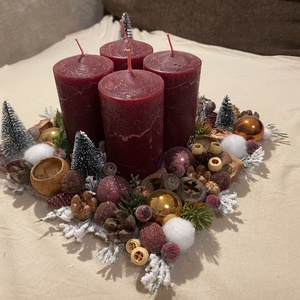 Adventi asztaldísz bordó - karácsony - adventi díszek - adventi asztaldísz - Meska.hu