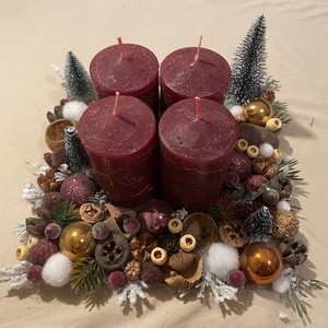 Adventi asztaldísz bordó - karácsony - adventi díszek - adventi asztaldísz - Meska.hu