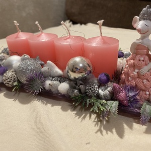 Adventi asztaldísz rózsaszín - Meska.hu