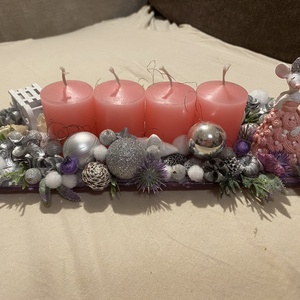 Adventi asztaldísz rózsaszín - karácsony - adventi díszek - adventi asztaldísz - Meska.hu