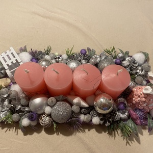 Adventi asztaldísz rózsaszín - karácsony - adventi díszek - adventi asztaldísz - Meska.hu