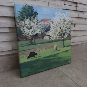 Tavaszi kert olajfestmény - művészet - festmény - olajfestmény - Meska.hu