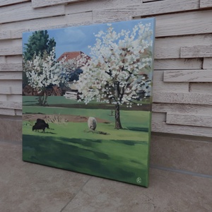 Tavaszi kert olajfestmény - művészet - festmény - olajfestmény - Meska.hu