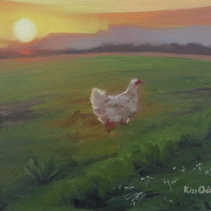 Nagypapám tyúkja - művészet - festmény - olajfestmény - Meska.hu