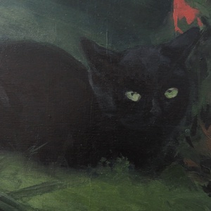 Fekete macska - művészet - festmény - olajfestmény - Meska.hu