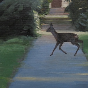 Őz a botanikus kertben - művészet - festmény - olajfestmény - Meska.hu