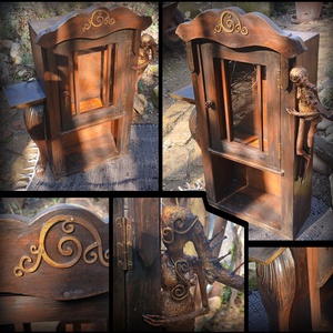 Wicca üvegajtós Óducska familiárissal, Otthon & Életmód, Bútor, Szekrény, Famegmunkálás, Festett tárgyak, MESKA