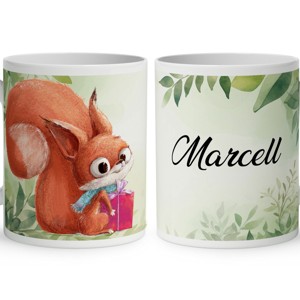 Névvel kérhető - Cuki mókus ajándékkal mintás bögre, Otthon & Életmód, Konyhafelszerelés, tálalás, Tálalás, Bögre & Csésze, , MESKA