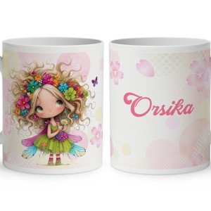 Névvel kérhető - Bájos virág tündér pillangóval mintás bögre, Otthon & Életmód, Konyhafelszerelés, tálalás, Tálalás, Bögre & Csésze, , MESKA