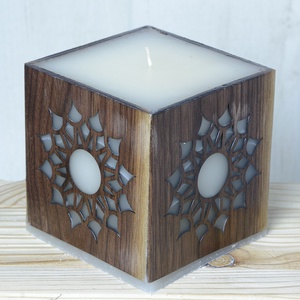 Mandala gyertya sötét diófa intarziával - otthon & életmód - gyertya, illat, aroma - gyertya - Meska.hu