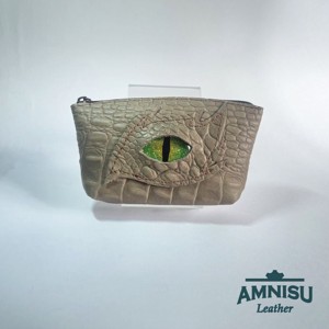 Barna krokkómintás egy cipzáras kulcstartó sárkány szemmel F9008 - táska & tok - kulcstartó & táskadísz - kulcstartó - Meska.hu