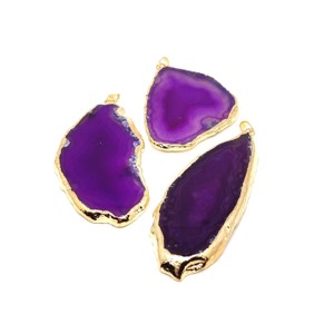 Belső harmónia lila achát lap medál arany színű foglalattal 25x40�70mm, Ékszer, Nyaklánc, Medál, , MESKA