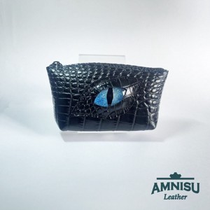 Fekete krokkómintás egy cipzáras kulcstartó sárkány szemmel F8008 - táska & tok - kulcstartó & táskadísz - kulcstartó - Meska.hu