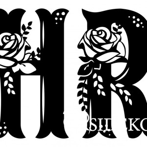 Rózsa mintás fa monogram - Meska.hu