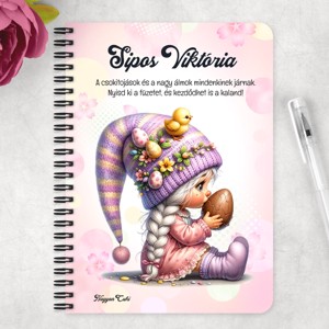 Személyre szabható - Húsvéti manólány csokival mintás A6-os füzet - otthon & életmód - papír, írószer - jegyzetfüzet & napló - Meska.hu