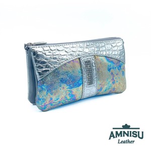 Ezüst krokkómintás - hologramos egyenes kristály köves női pénztárca G1002 - Meska.hu