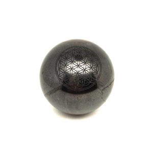 Shungit golyó életvirág gravírozott 6cm, Kellékek & szerszámok, Ásvány alapanyag, Ásvány figura, , MESKA