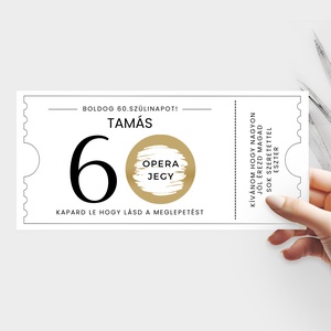 60. Születésnapi Köszöntő, Kaparós Sorsjegy, Kaparós Szülinapi Kártya, Egyedi Meglepetés Kártya, Szülinapi Köszöntő - otthon & életmód - papír, írószer - ajándékozás kellékei - ajándék sorsjegy - Meska.hu