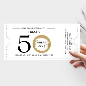 50. Születésnap, Kaparós Sorsjegy, Kaparós Szülinapi Kártya, Egyedi Meglepetés Kártya, Szülinapi Köszöntő - otthon & életmód - papír, írószer - ajándékozás kellékei - ajándék sorsjegy - Meska.hu