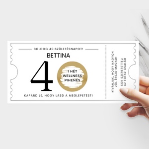 40. Születésnap, Kaparós Sorsjegy, Kaparós Szülinapi Kártya, Egyedi Meglepetés Kártya, Szülinapi Köszöntő - otthon & életmód - papír, írószer - ajándékozás kellékei - ajándék sorsjegy - Meska.hu