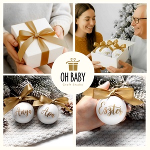 Karácsonyi gömb névre szóló, Karácsonyi gömb egyedi felirattal, Egyedi karácsonyi gömb, Karácsonyi dísz ajándéknak - karácsony - karácsonyi lakásdekoráció - karácsonyfadíszek - Meska.hu