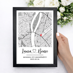 Minden itt kezdődött poszter, Első találkozás falikép, Ajándék évfordulóra, Ajándék Pároknak, Falikép, Egyedi Poszter, Otthon & Életmód, Dekoráció, Kép & Falikép, Poszter, Fotó, grafika, rajz, illusztráció, MESKA