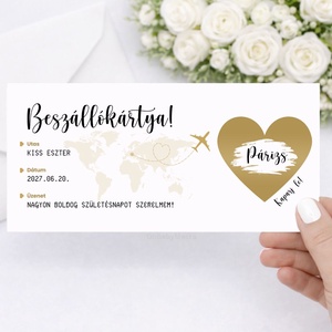 Beszállókártya, Kaparós Sorsjegy, Kaparós Ajándék Kártya, Egyedi Kártya, Szülinapi Köszöntő, Utazás Bejelentés, Otthon & Életmód, Papír, írószer, Ajándékozás kellékei, Ajándék sorsjegy, Fotó, grafika, rajz, illusztráció, MESKA