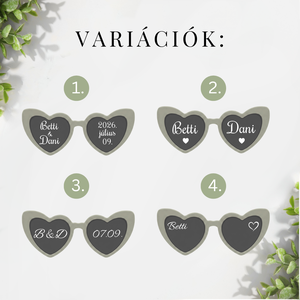 Lánybúcsú napszemüveg, Party szemüveg, Szíves szemüveg - esküvő - lánybúcsú - Meska.hu