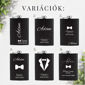 Tanú felkérő szett, Tanú felkérő, Esküvői feles pohár, Férfi Tanú ajándék, Lapos üveg - esküvő - meghívó & kártya - tanú felkérő - Meska.hu