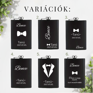 Tanú ajándék férfiaknak � tanú felkérő szett laposüveggel és felespohárral - esküvő - meghívó & kártya - tanú felkérő - Meska.hu