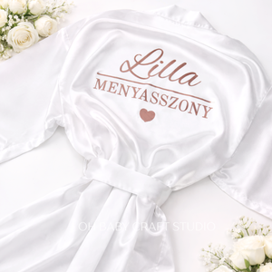 Menyasszonyi készülődős köntös és papucs � Egyedi, névre szóló szett - Meska.hu
