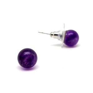 Fülbevaló golyó ametiszt 10-10,5mm, Ékszer, Fülbevaló, Pötty fülbevaló, , MESKA
