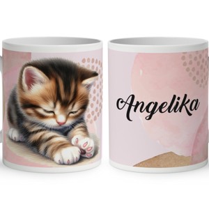 Kérd a Neveddel - Játszó cuki cicus mintás bögre, Otthon & Életmód, Konyhafelszerelés, tálalás, Tálalás, Bögre & Csésze, , MESKA